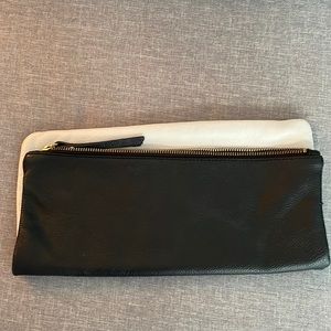 Banana Republic foldover black and white clutch